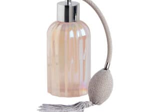 Glazen parfumverstuiver Vanille Dorée van Mathilde M met stijlvolle stoffen atomizer.