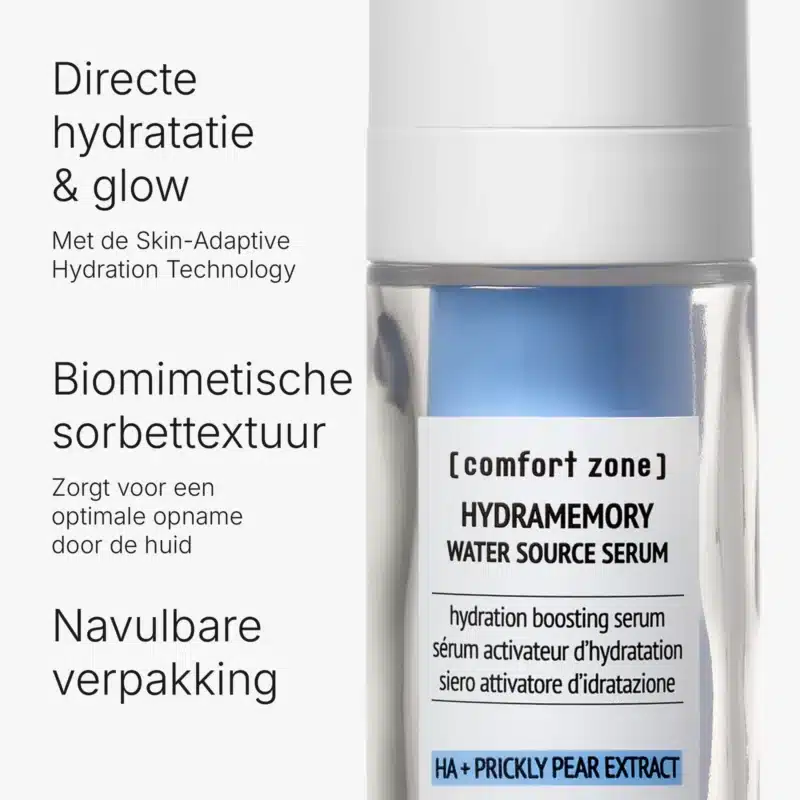 Detail van Hydramemory Water Source Serum met focus op directe hydratatie en Skin-Adaptive Hydration Technology